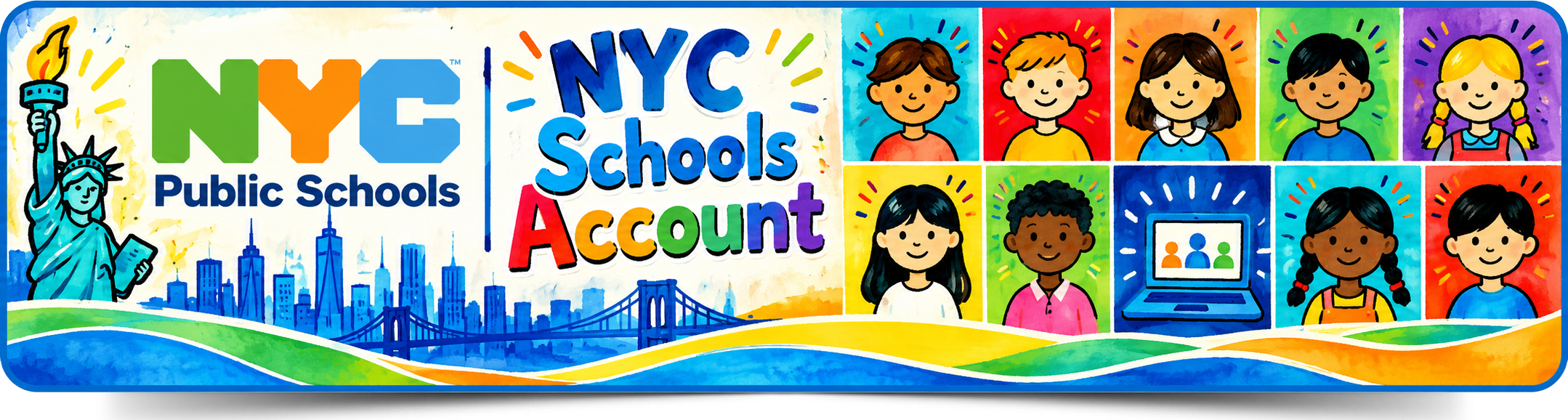 NYC Public Schools and NYC Schools Account illustrated banner